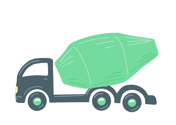 混凝土搅拌车绿色隔离车图片下载