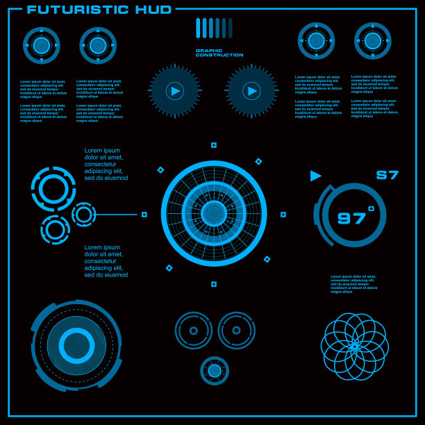 未来的蓝色虚拟图形触摸用户图片下载