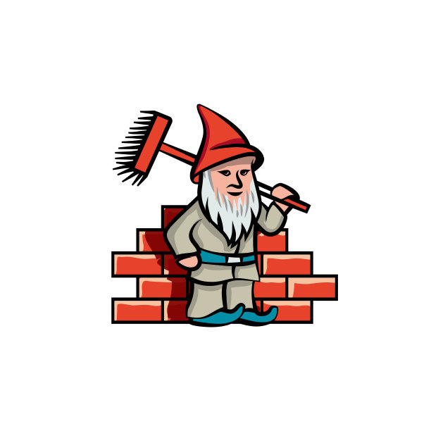 简单和平面gnome builder与清洁刷。矢量建筑清洁图标创意清洁公司。图片下载