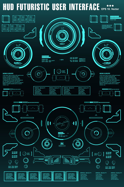 科幻未来绿色hud仪表盘显示图片下载