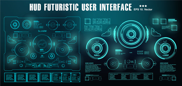 Hud未来的绿色用户界面仪表板图片下载