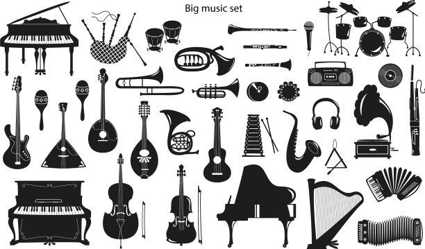 将乐器设置在白色背景上图片下载