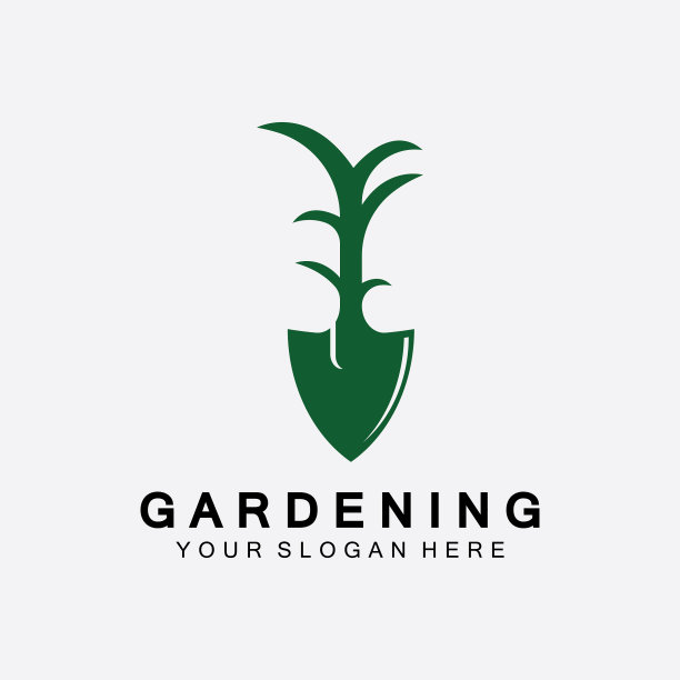 园艺标志用铲子和树的图标图片下载