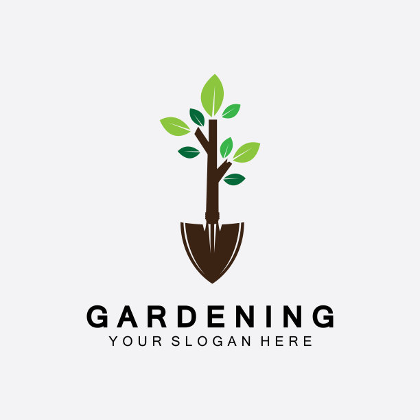 园艺标志用铲子和树的图标图片下载