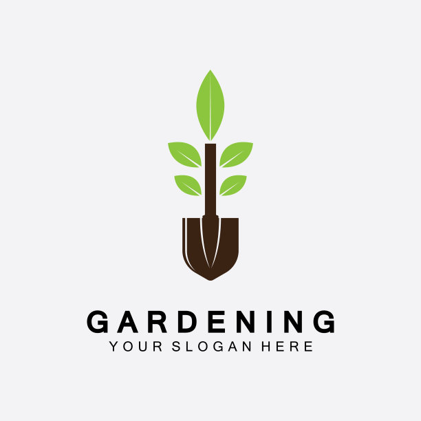 园艺标志用铲子和树的图标图片下载