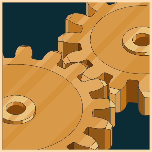 金色齿轮五彩缤纷图片下载