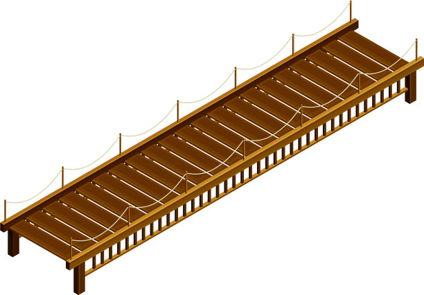 带有栏杆的直木桥图片下载