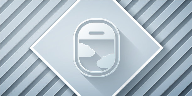 纸切割飞机窗口图标孤立在灰色图片下载