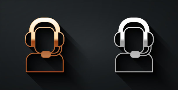 金和银的人与耳机图标隔离图片下载