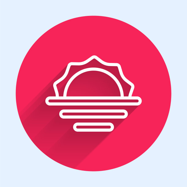 白线日出图标孤立与长影子图片下载