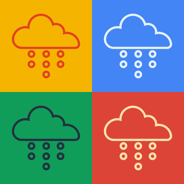 波普艺术线云与雨的图标孤立上图片下载