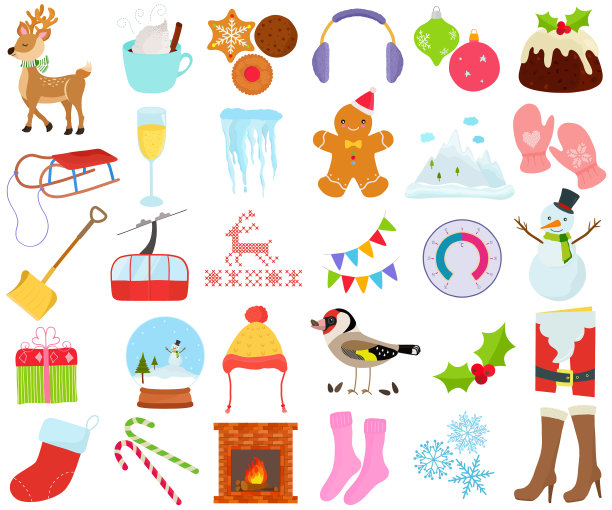 冬季设置了季节性的装饰主题图片下载