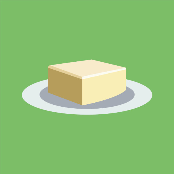 黄油放在盘子或碟子上，与绿色隔离图片下载