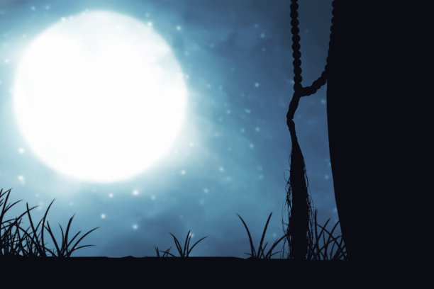 穆斯林妇女用念珠祈祷的剪影图片下载