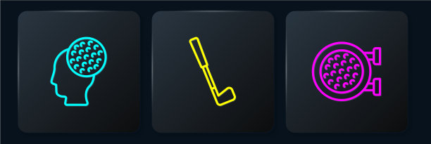 设置高尔夫球运动俱乐部和黑方线图片下载