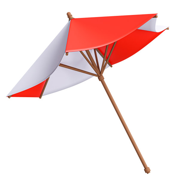 伞海滩孤立的白色背景3D渲染图片下载