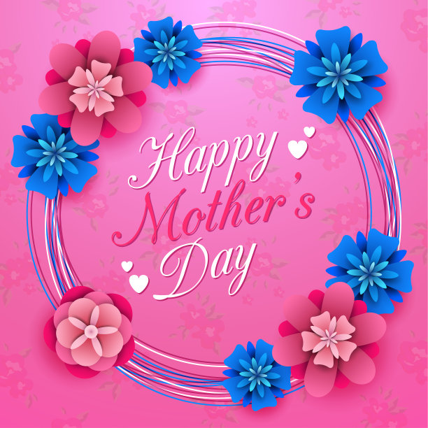 鲜花背景上的母亲节快乐图片下载