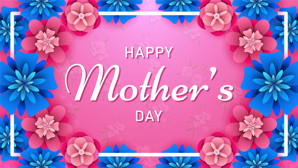 鲜花背景上的母亲节快乐图片下载