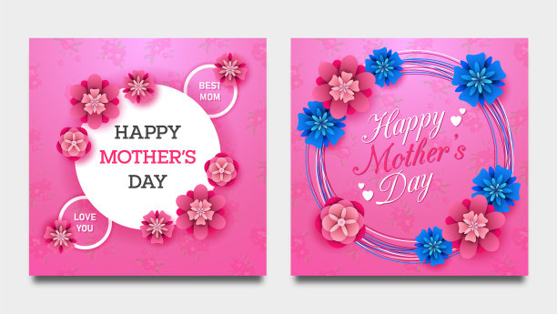 鲜花背景上的母亲节快乐图片下载