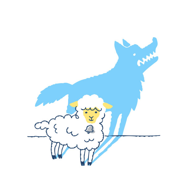 可爱的绵羊和狼的剪影图片下载