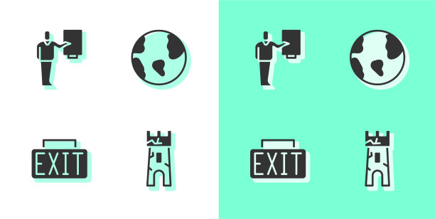 设置城堡塔和博物馆出口指示牌图片下载