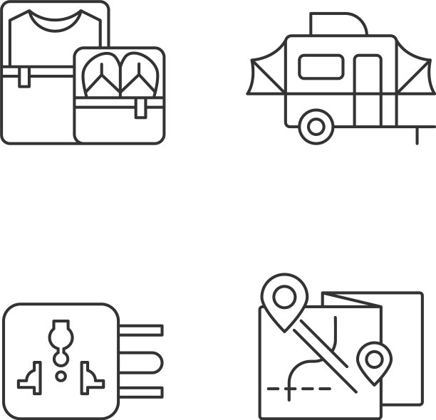 旅行者包线性图标集图片下载