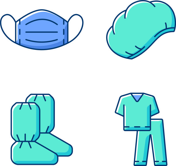 一次性医疗设备RGB颜色图标集图片下载