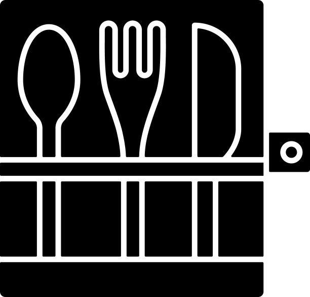 野餐餐具黑色字形图标图片下载