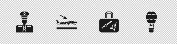 准备好飞行员的降落行李和热空气图片下载