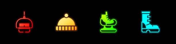 设置滑雪升降机冬季帽子溜冰鞋和防水图片下载