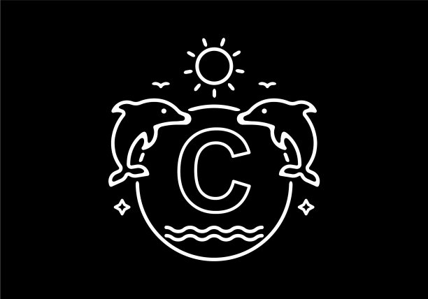 白黑线艺术c首字母名中图片下载