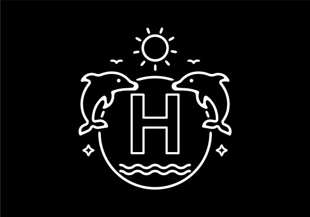 白黑线艺术h首字母名图片下载