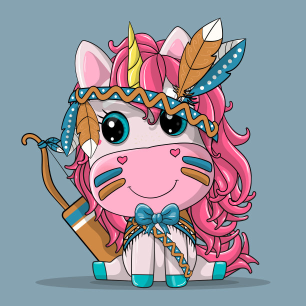 可爱的独角兽波西米亚卡通可以使用手绘图片下载