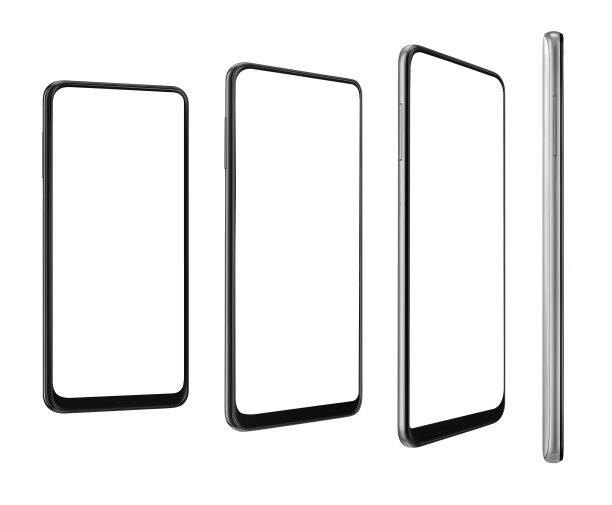 模拟智能手机空屏幕与不同的角度孤立在白色图片下载