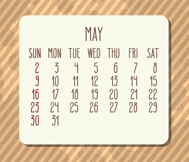 2021年5月月度复古棕色日历图片下载