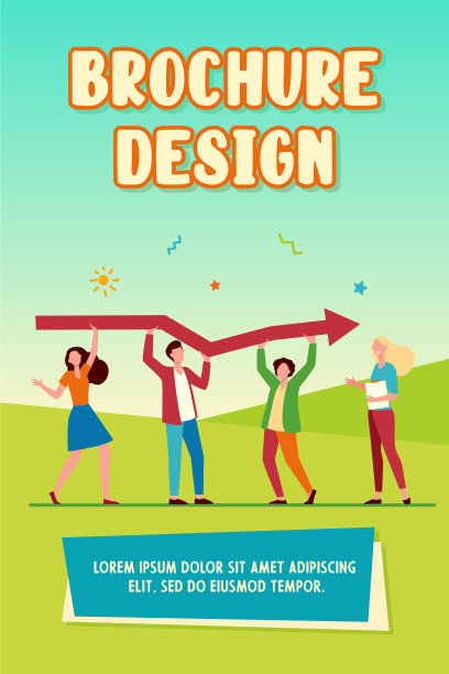 一些小字符牵着一个巨大的箭头图片下载