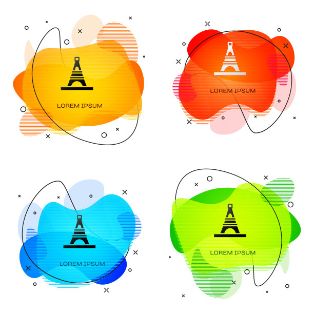 黑色的埃菲尔铁塔图标孤立于白色之上图片下载