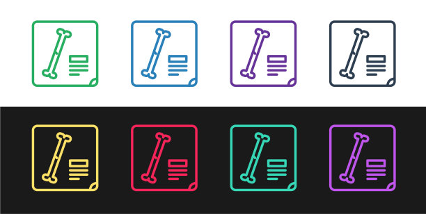 设置线x射线拍摄图标孤立在黑色和图片下载