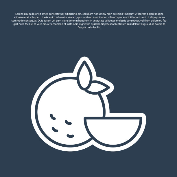 蓝线橙色水果图标孤立在蓝色图片下载