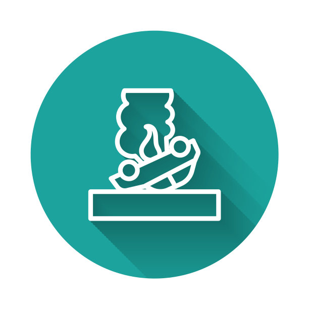 白色线燃烧汽车图标与长隔离图片下载