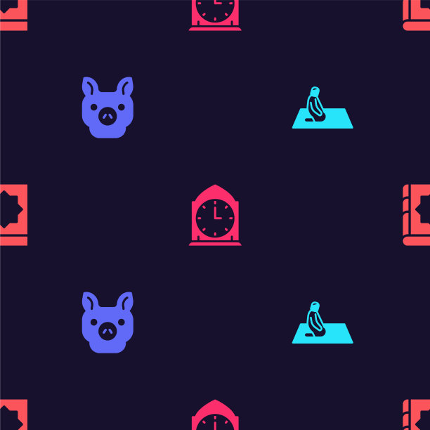 设穆斯林男子祈祷猪钟和圣书的图片下载