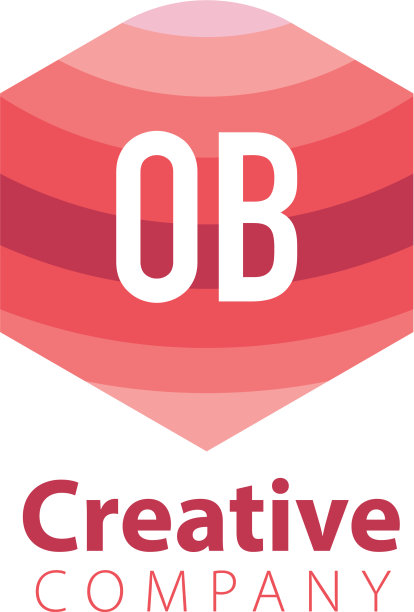 首字母ob彩色六角形标志图片下载