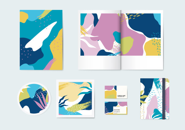 彩色孟菲斯图案套装图片下载