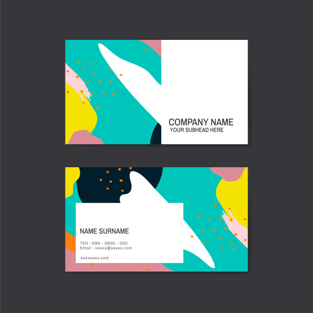 彩色孟菲斯图案名片图片下载