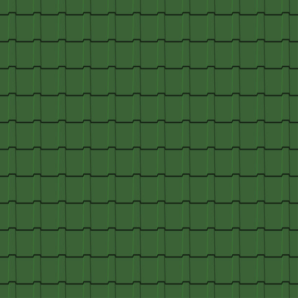 屋顶瓦片无缝图案。绿色瓦型材背景。向量图片下载