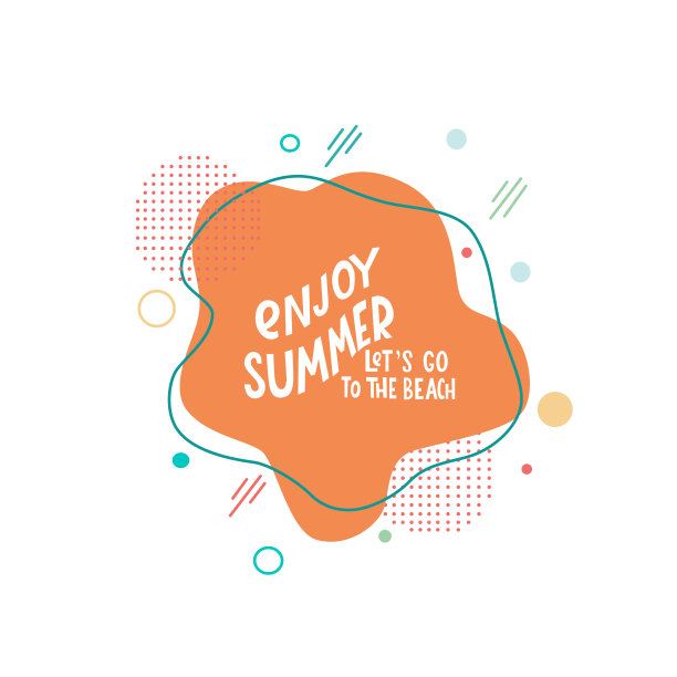 享受夏天，让我们去海滩-刻字动机引用与抽象的背景。图片下载