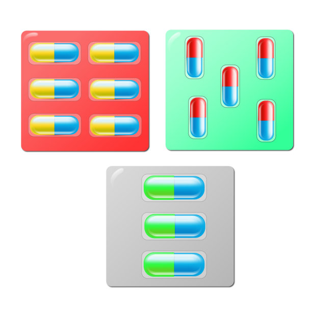 一套药丸。药片在水泡里。平板电脑。医学。急救。健康。药店药物。维生素。医生。病人。设计. .每股收益图片下载