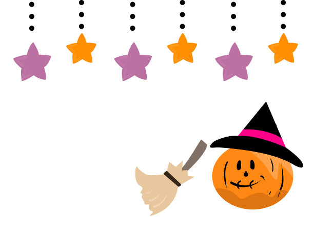 白底上放着女巫帽和扫帚的南瓜图片下载