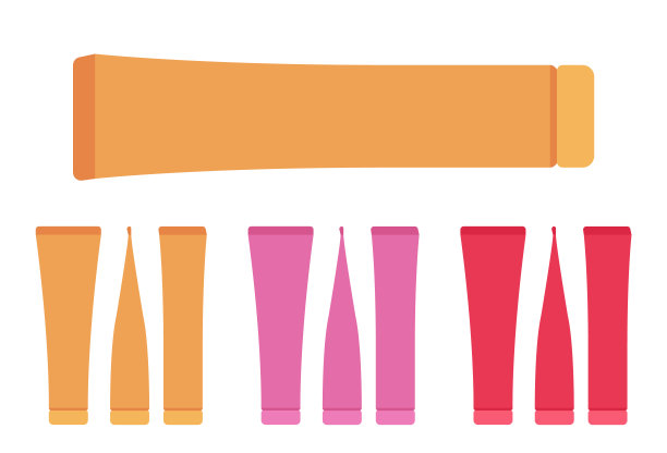 塑料化妆管，牙膏空瓶橙色，粉色，红色套装图片下载