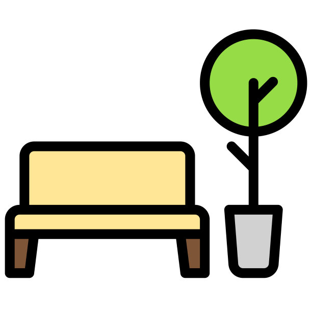 长凳和树图标超市和购物中心图片下载